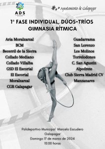 Cartel en blanco y negro de gimnasia rítmica